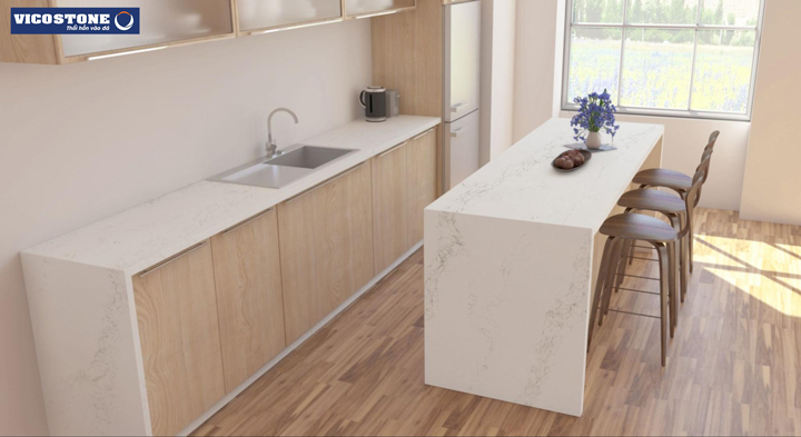 Mẫu bàn ăn thanh lịch, tràn đầy sức sống từ đá VICOSTONE Statuario BQ8628