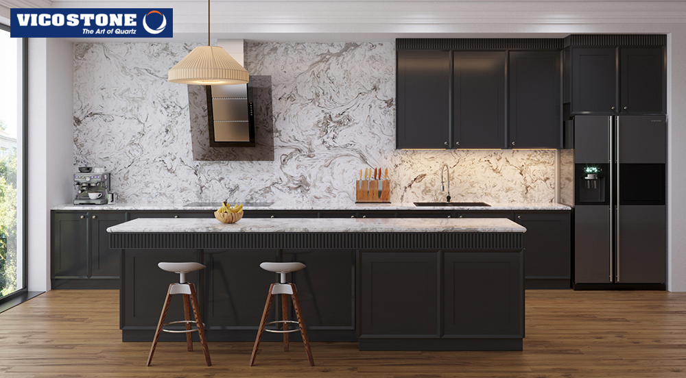 Họa tiết vần vũ của đá VICOSTONE Avalanche tạo sự khác biệt cho không gian sử dụng 