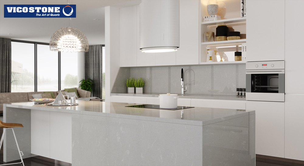 Kết hợp đá VICOSTONE Grey Savoie với sắc tường và nội thất 