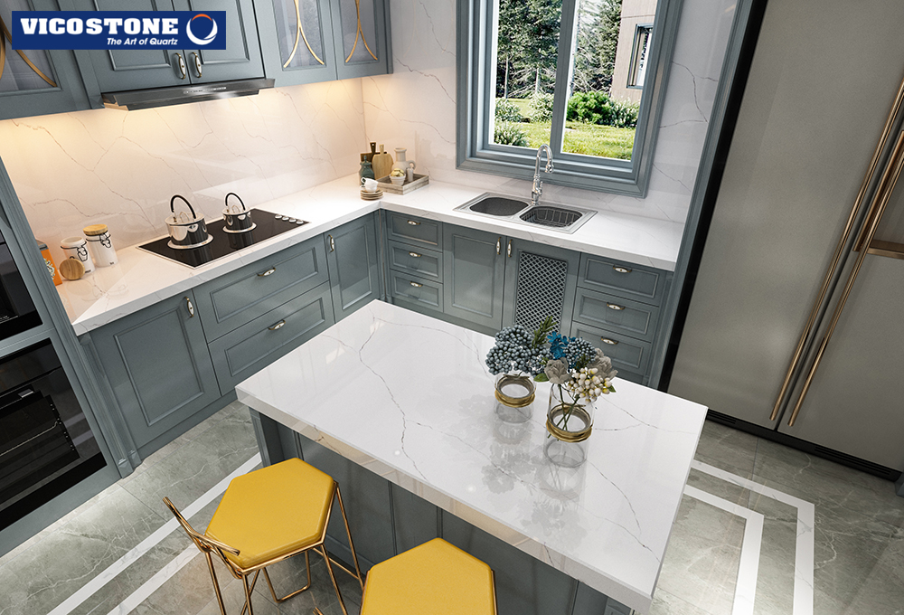 Không gian bếp sử dụng những màu đá VICOSTONE Prima sẽ rộng rãi hơn, thoáng mắt hơn