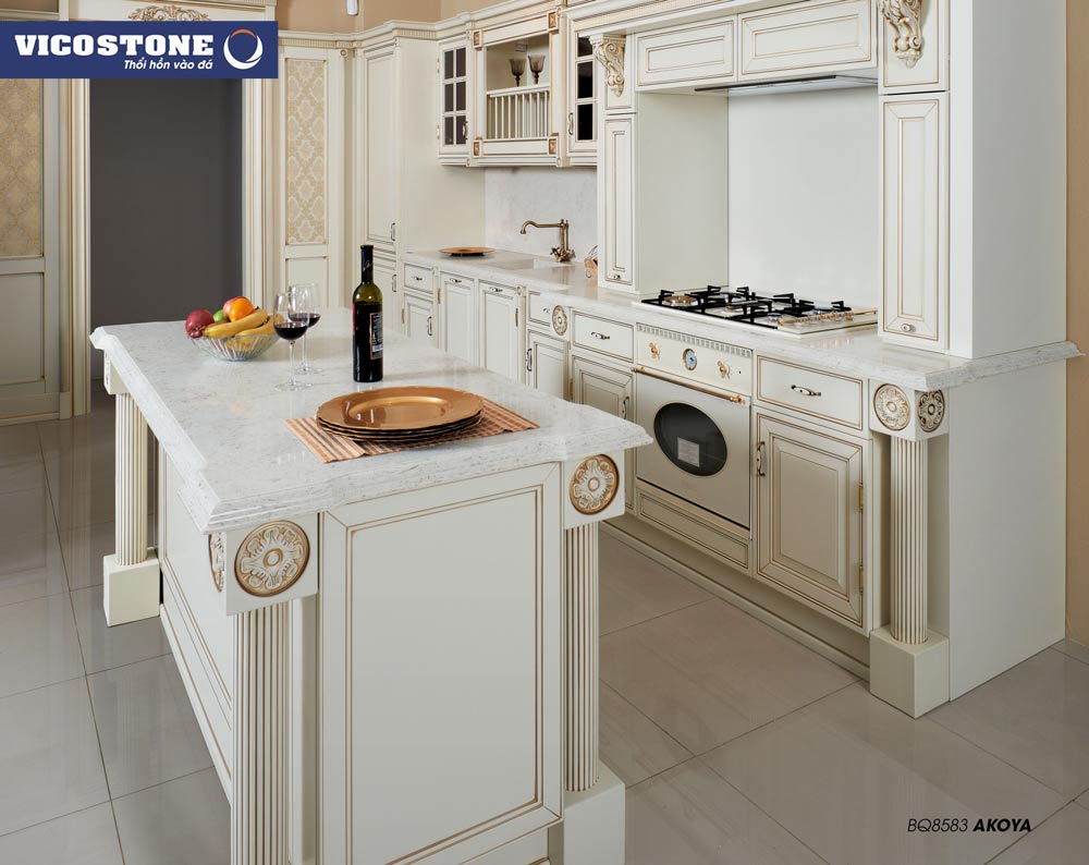 Đặc trưng của thiết kế nhà bếp kiểu Châu Âu là ở những họa tiết cầu kỳ, chi tiết 