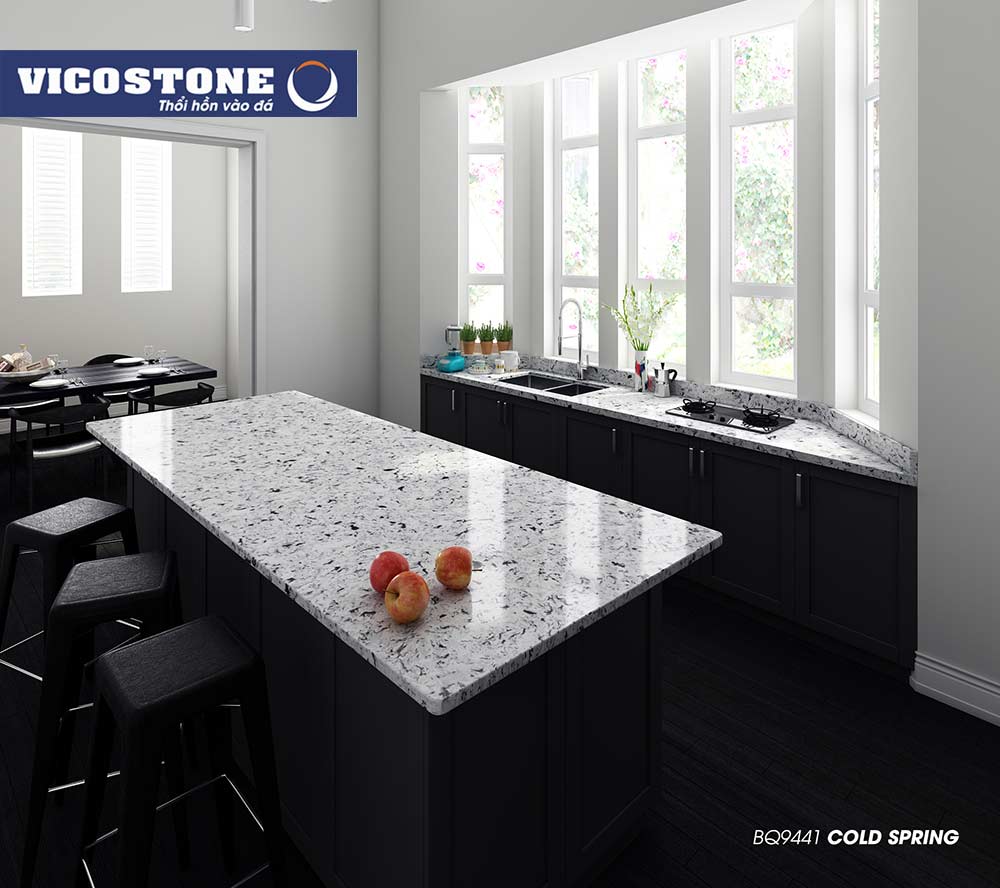 Mẫu đá bàn ăn VICOSTONE SPRING COLD BQ9441