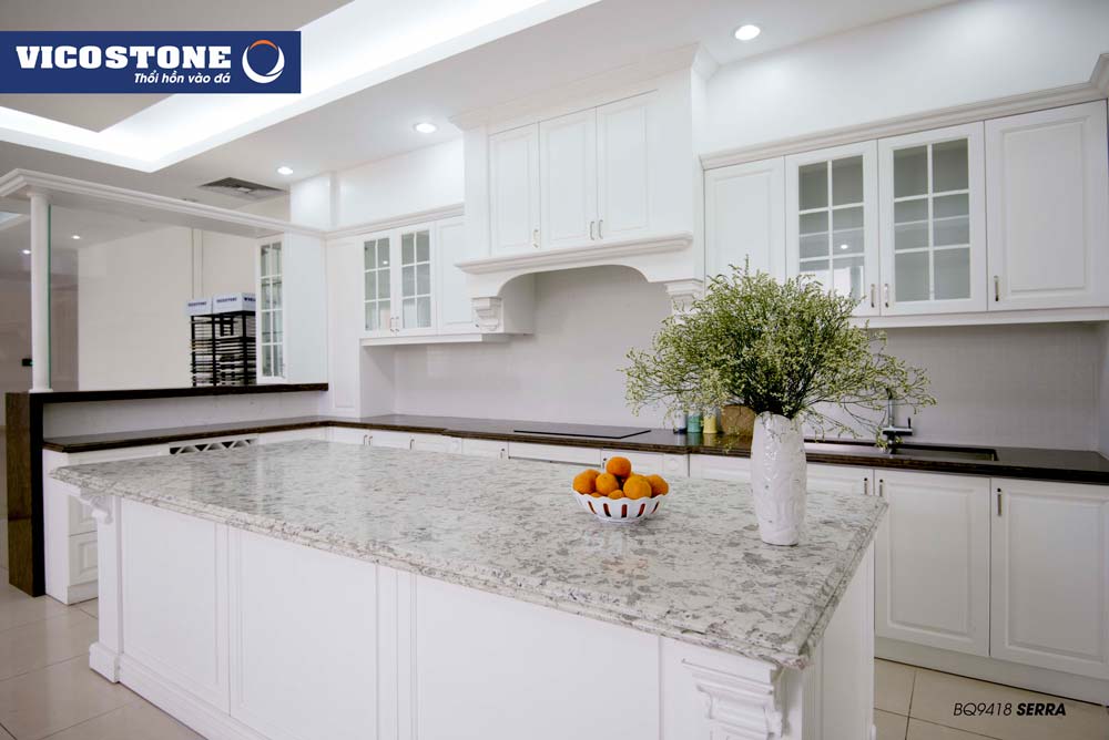 Mẫu bàn ăn đá VICOSTONE SERRA BQ9418