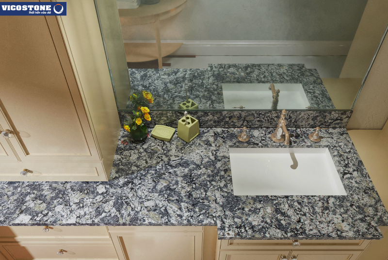 Đá nhân tạo gốc thạch anh VICOSTONE là loại vật liệu cao cấp được sử dụng nhiều để làm chậu rửa